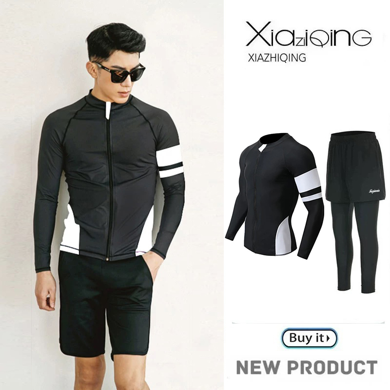 Black and white zipper + two fake long pants